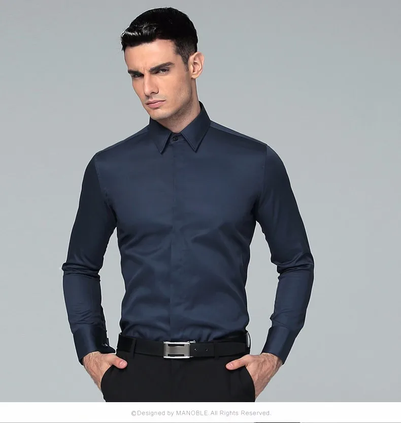 mens short sleeve white shirt High Quality 2021 Brands New Regular Fit Shirts for Men Business Long Sleeve Cufflink Cotton Solid Color Camisas De Hombre mens short sleeve dress shirts