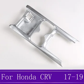 

ABS Silver Console Central Water Cup Holder Decor Frame Trim Cover Car Accessories Fit For Honda CRV CR-V 2017 2018 2019