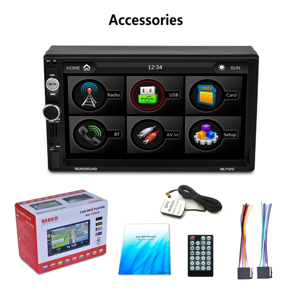 

Car MP5 Player 7" HD LCD Touch Screen Support RDS& BT& Mirror Link& GPS RK-7157G
