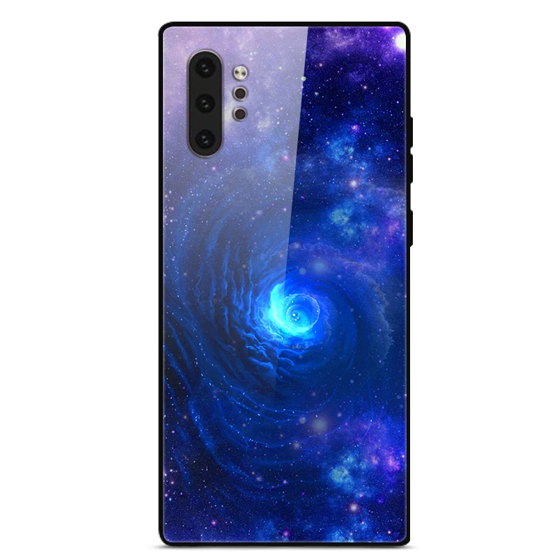 Закаленного стекла Чехол для samsung Note 10 Case с космическими звездами жесткий чехол для samsung Galaxy Note 10 Plus бампер чехол для телефона Note10+ Pro