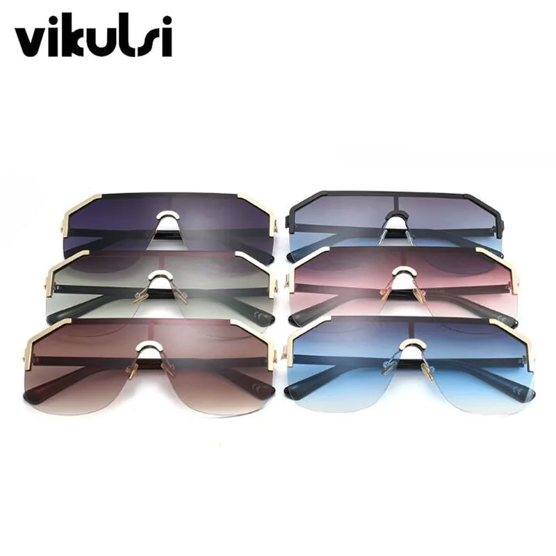 Унисекс негабаритных полуоправы Солнцезащитные очки женские мужские ретро квадратные очки Брендовые градиентные солнцезащитные очки для женщин мужские UV400