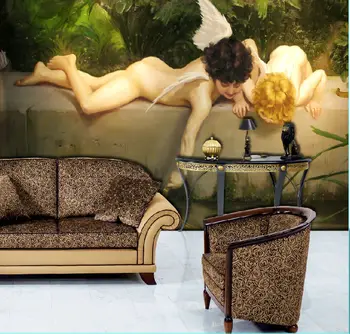 

Non woven Murals Kids Angel tv sofa background wallpaper home background wallpaper fashion classic baby oil painting decor