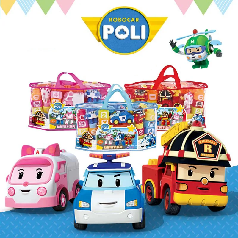 

57pcs Genuine Korea Kids Toys Robocar Poli Roy Amber Building Blocks Figure Kids Bricks Acion Figure Toys For Children Gifts