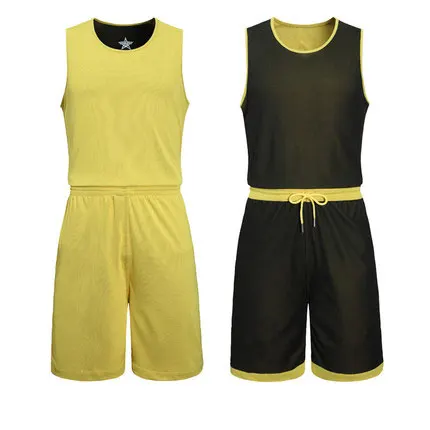 Детский Мужской двухсторонний баскетбольный тренировочный комплект из Джерси, пустые баскетбольные майки для колледжа, спортивные костюмы, дышащие баскетбольные майки - Цвет: yelloa
