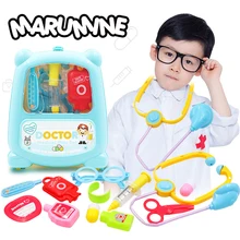 Marumine 13 шт./компл. набор доктора Детский доктор медсестра игрушка набор Портативный чемодан Аптечка Дети образования роль Притворись Play класса