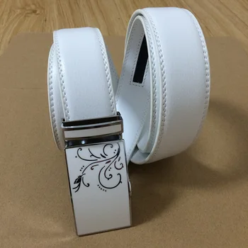 

New Casual Genuine Leather Men's Belts Automatic Buckle Classic Blue/White/Black/Red Luxury Designer Leather Belt For Men Straps