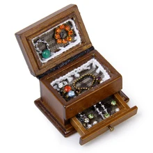 OMoToys 1/12 масштаб деревянная миниатюрная шкатулка для украшений для украшения кукольного домика