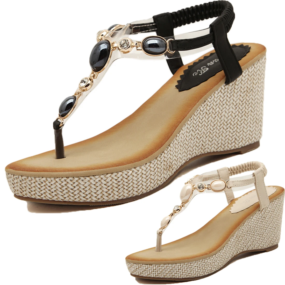 

High quality Women Wedge Sandals Bohemia Gladiator Girls Summer Beach shoes Platform Sandals Casual Sexy 2018 Fashion Flip Flops