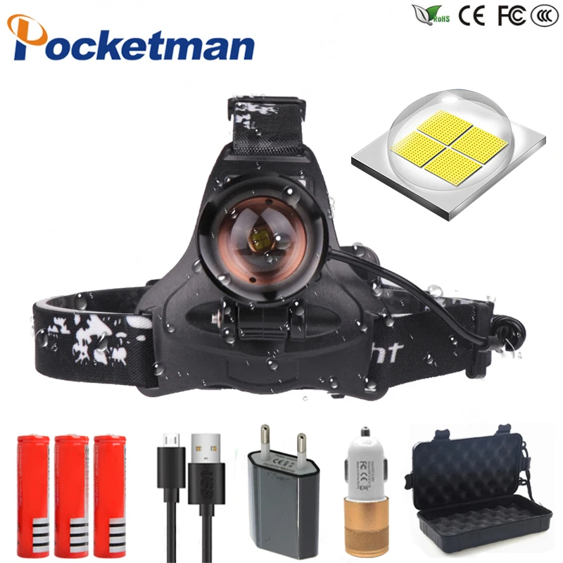 

2019 50000Lm New LED Headlight Super Bright XHP70 Waterproof Adujustment with Micro USB Charging port z45