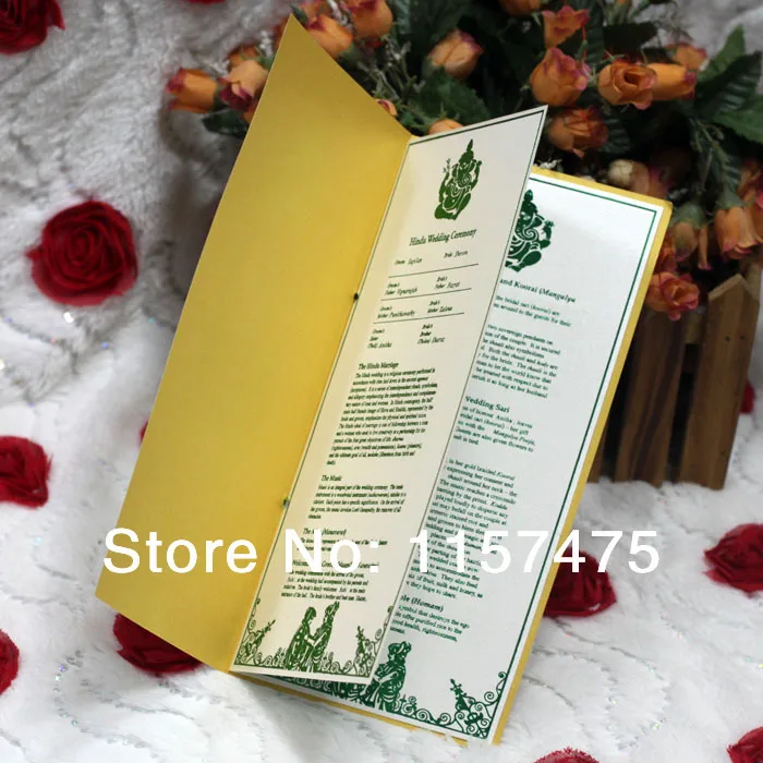 Hi9003 Customized Wedding Programs Order Of Service With Ribbon In