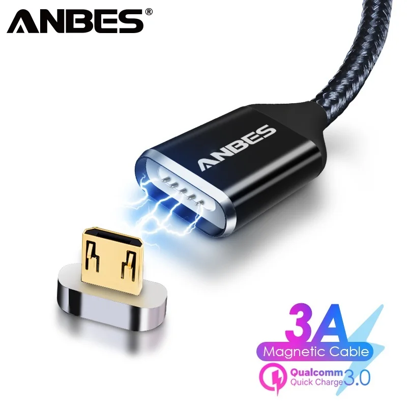 ANBES USB مغناطيسي صغير كابل ل Xiaomi هواوي شاحن هاتف محمول يعمل بنظام تشغيل أندرويد سريع شحن المغناطيسي شاحن كابل البيانات مايكرو usb