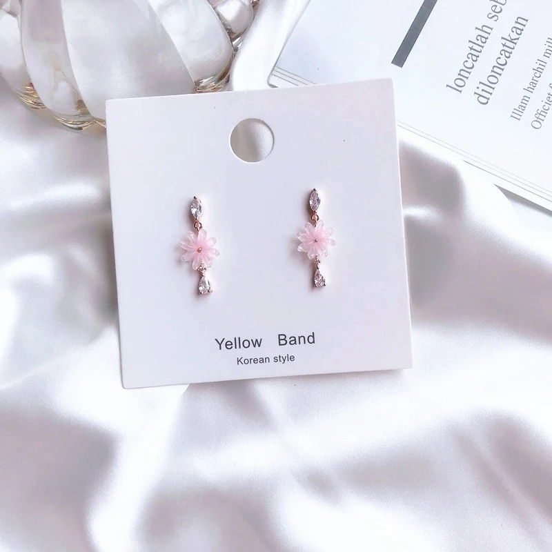 Korean Zircon Flower Earrings Summer Fresh Brinco Elegant Shiny Crystal Earrings Jewelry Party Gifts (6)
