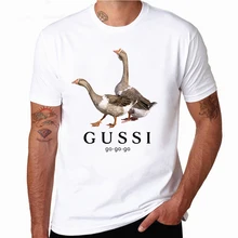 Футболка для мужчин goose ga, Забавные футболки для мальчиков, летние топы, футболки для мужчин, модная повседневная мужская уличная одежда, белые топы с круглым вырезом, унисекс