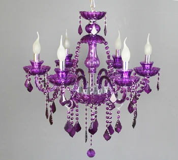 

WOWLITE luxury purple glass chandelier pendant lamp