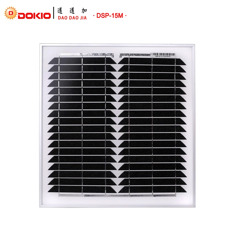 

Dokio Brand 15W Monocrystalline Silicon Solar Panel China 18V 365*350*17mm Size Panel Solar Paneles solares China DSP-15M