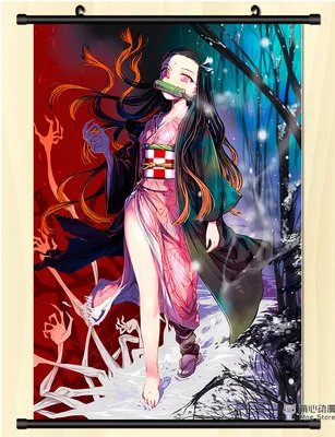 40*60 см) Demon Slayer: Kimetsu no Yaiba Пластиковые настенные наклейки аниме вокруг плакатов настенные свитки живопись фантастика Tanjirou Nezuko - Цвет: Оранжевый