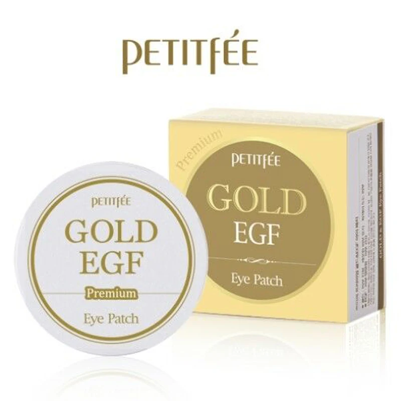 Патчи для глаз PETITFEE Premium Gold & EGF 60 шт. Золотая коллагеновая маска против темных