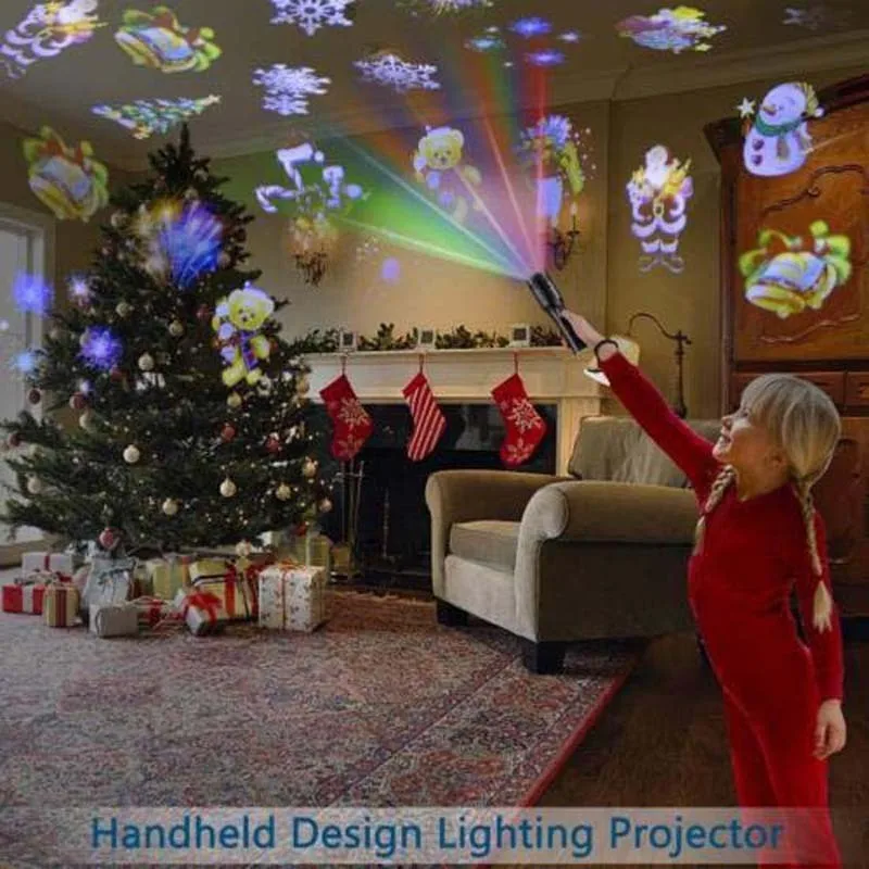 

12 Pattern Protable Snowflake Snowman Tree Christmas Light Projector LED Flashlight Home Halloween Birthday Lamp Party Lighting