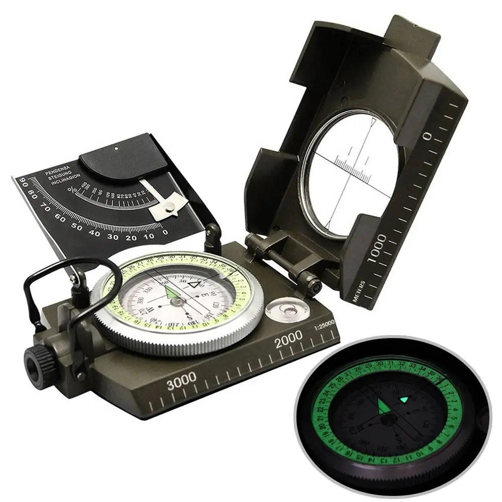Профессиональный компас на открытом воздухе металлический Прицельный световой компас Клинометр Кемпинг ED