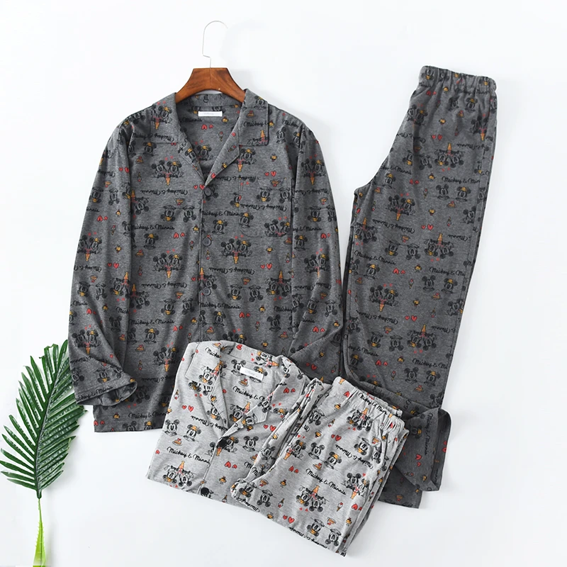 男性のためのコットンニット長袖パジャマ男性 Sleepwea パジャマメンズ睡眠ラウンジパジャマセットカーディガンパジャマ 男性のパジャマセット Aliexpress