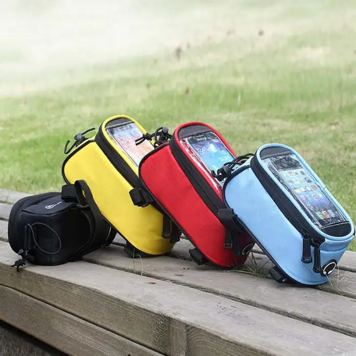Riding Bicycle Bag Frame Front Tube Beam Bag Transparent PVC Cycling Pannier Pouch Basket KH889