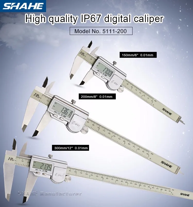 0-200 мм IP67 электронный ноньер водонепроницаемый цифровой внутри снаружи глубина штангенциркуль Цифровой 200 мм