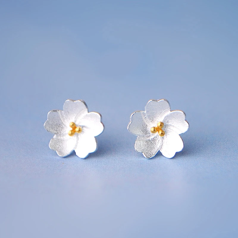 Корейские 925 пробы серебряные серьги с цветком для женщин, свадебные серьги для невесты, модные ювелирные изделия, подарок