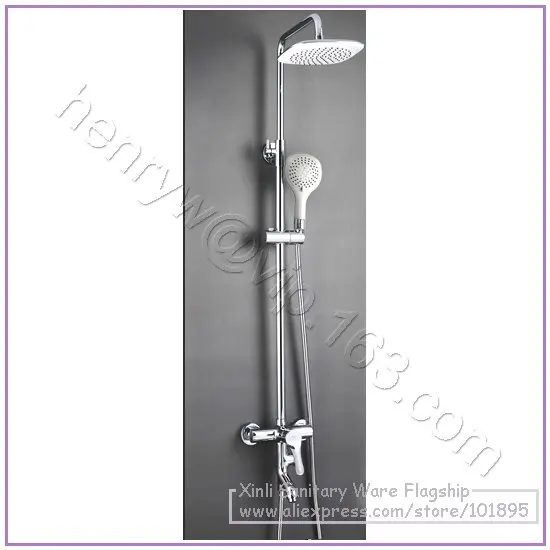 

L15190 - Luxury Wall Mounted Chrome Color High Quality Brass Head Rain Overhead Shower Set
