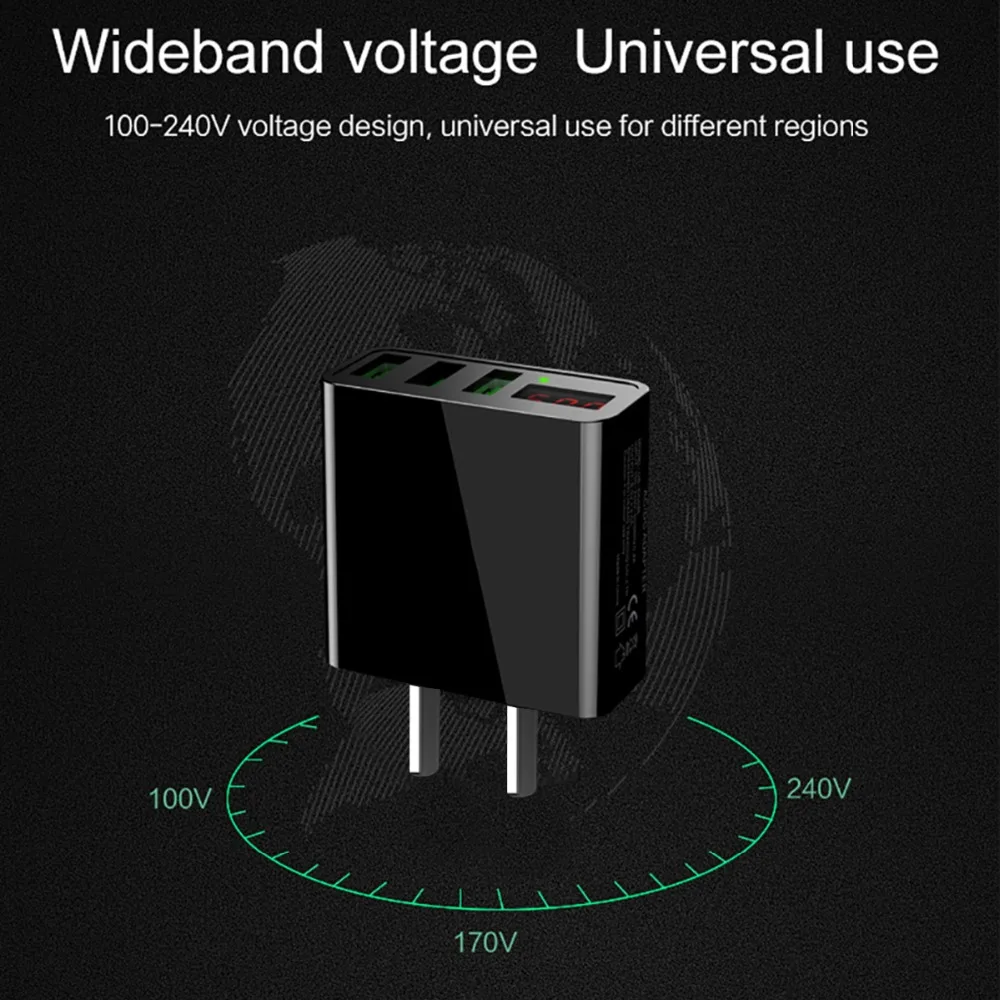 Портативное настенное зарядное устройство для телефона с 3 usb-портами, светодиодный адаптер с разъемом EU/US, умная Быстрая зарядка для iPhone, iPad, samsung, Xiaomi