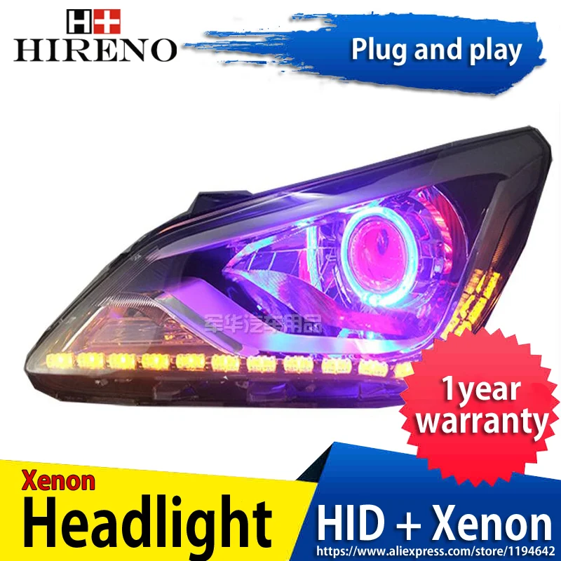 Car custom Modified Xenon Headlamp for Hyundai Solaris Verna 2014 Headlights Assembly Car