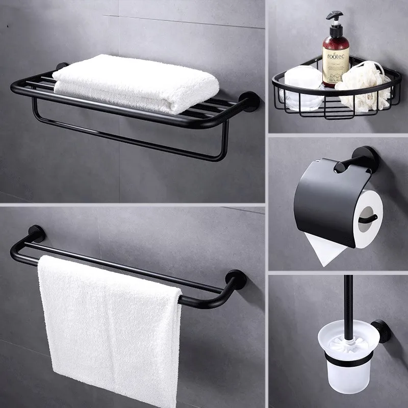 5 Piece Bathroom Hardware Set Towel Hook Towel Bar Toilet Paper Holder