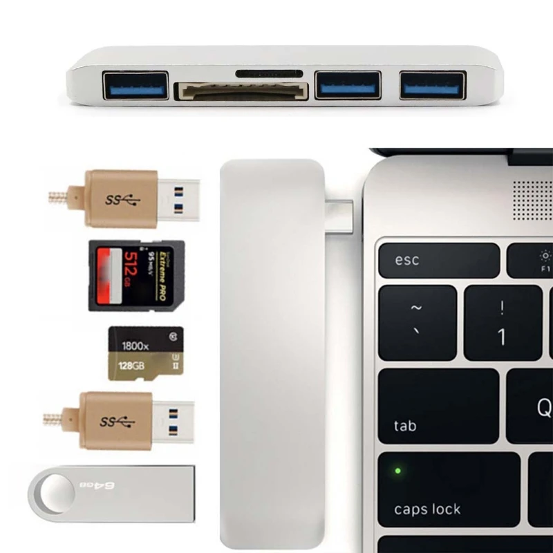 USB+Type C To USB Hub SD TF Card Reader For Chromebook MacBook Lenovo Acer HP USB+Type C To USB Hub SD TF Card Reader For Chromebook MacBook Lenovo Acer HP