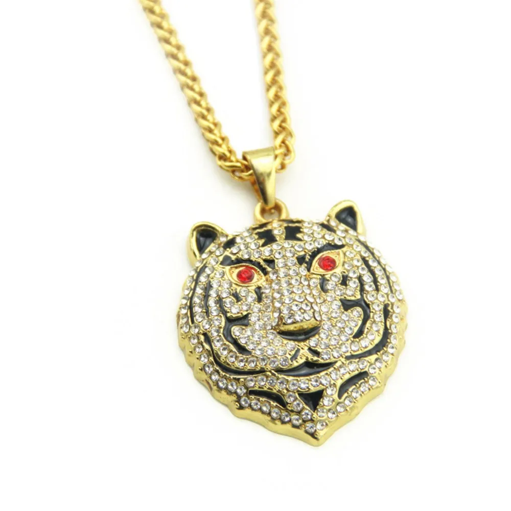 Buy Gold color Alloy 76cm Chain Men Tiger Head Pendant