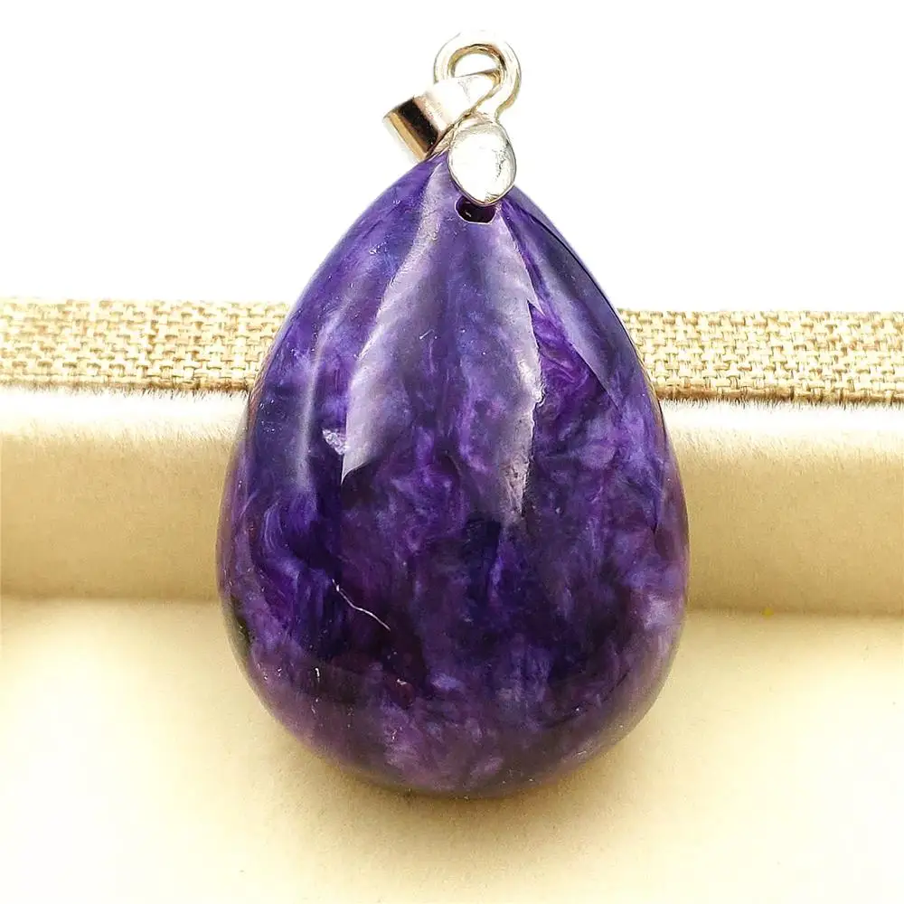 

Newly Top Natural Charoite Purple Gemstone Pendant 30x22x10mm Women Men Beads Necklace Charoite Jewelry AAAA