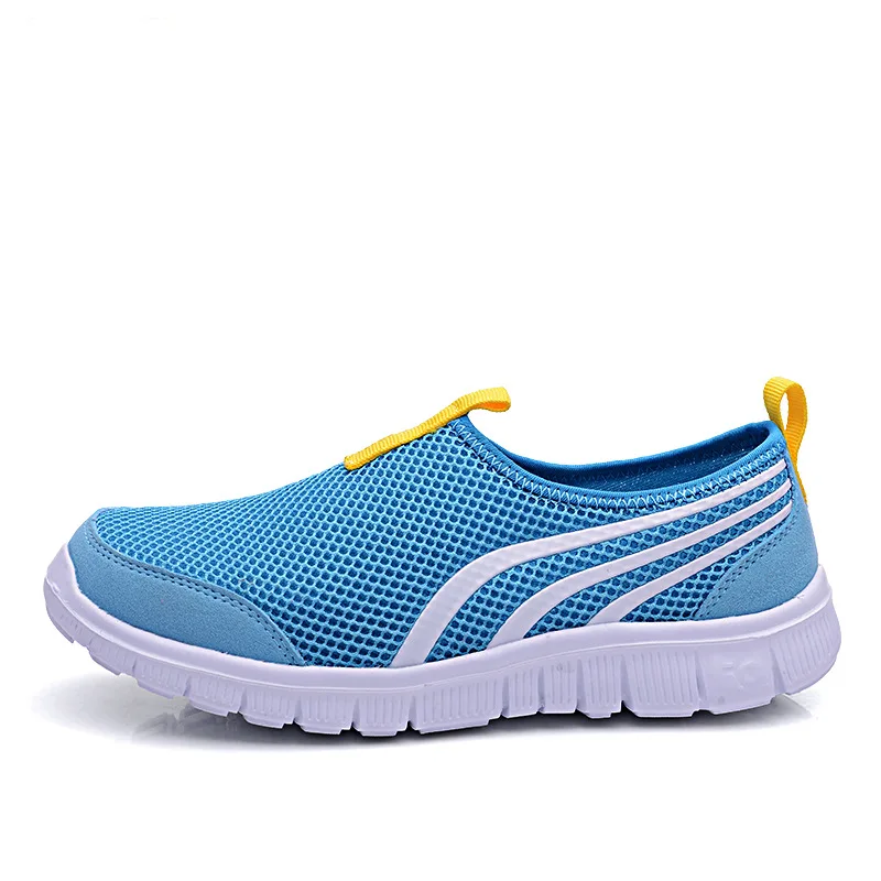 Для женщин кроссовки новая пикантная обувь Для женщин кроссовки светильник, из дышащего материала, без шнуровки, для улицы, Спортивная обувь женская обувь; женские брендовые кроссовки - Цвет: Blue Yellow