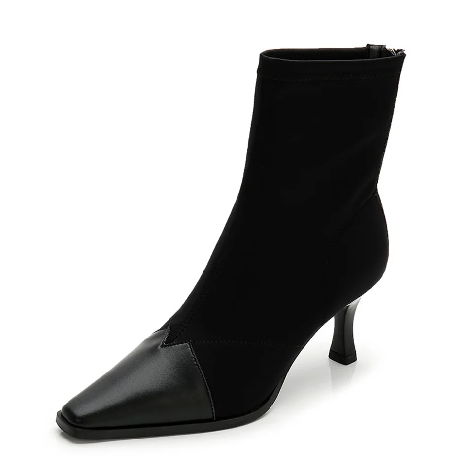 

Fashion autumn and winter new women's boots high heel stiletto Martin boots square toe elastic shoes socks boots
