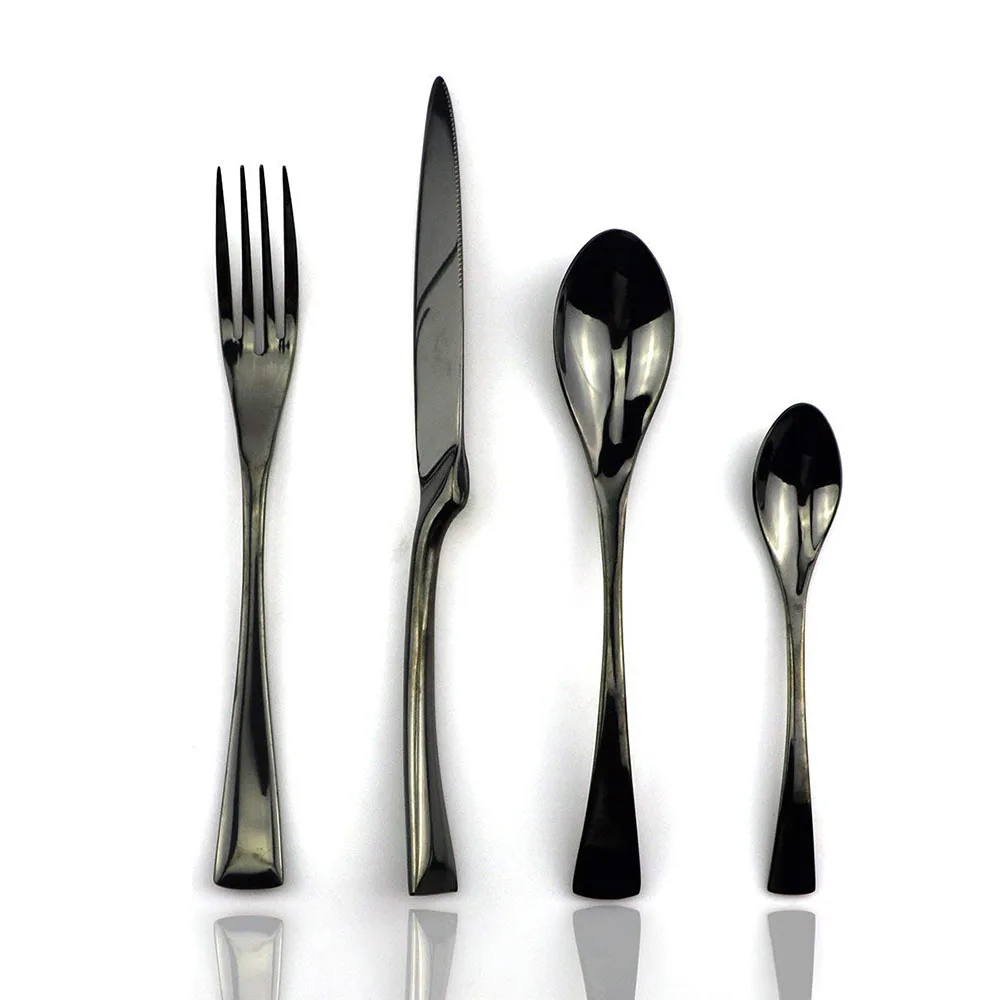 

24 Pieces Shiny Dinnerware Cutlery Set 304 Stainless Steel Dinner Rainbow Silverware Knives Salad Forks Scoops Tableware Set