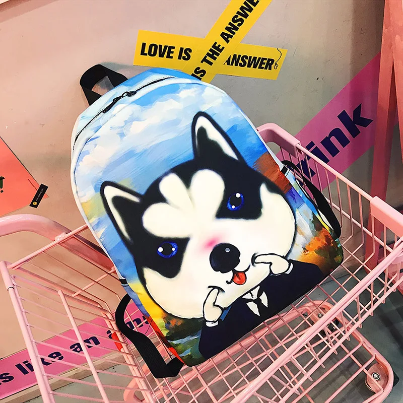 Menghuo New Women Backpacks Girls School Bag 3D Cartoon Cat School Backpack Bag For Girls Printing Backpack Travel Bags Mochilas (13)