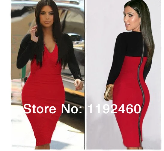 Free Shipping!!2014 New Fashion Woman Celebrity Sexy Midi Dress plus size Victoria Beckham Patchwork White vestidos | Женская одежда