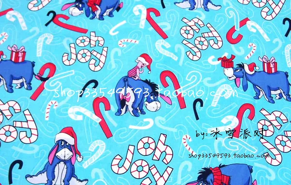 Рождество Санта-поросенок Eeyore Шитье Хлопок Поплин Ткань DIY Ручная работа Материал Ткань для шитья, пэчворка 140*100 см