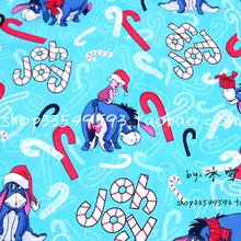Рождество Санта-поросенок Eeyore Шитье Хлопок Поплин Ткань DIY Ручная работа Материал Ткань для шитья, пэчворка 140*100 см