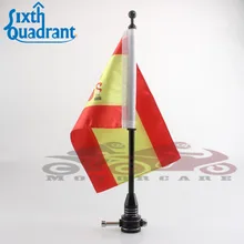 Rear Luggage Rack Bracket Mount Pole Real Spain Flag For Harley Sportster Dyna