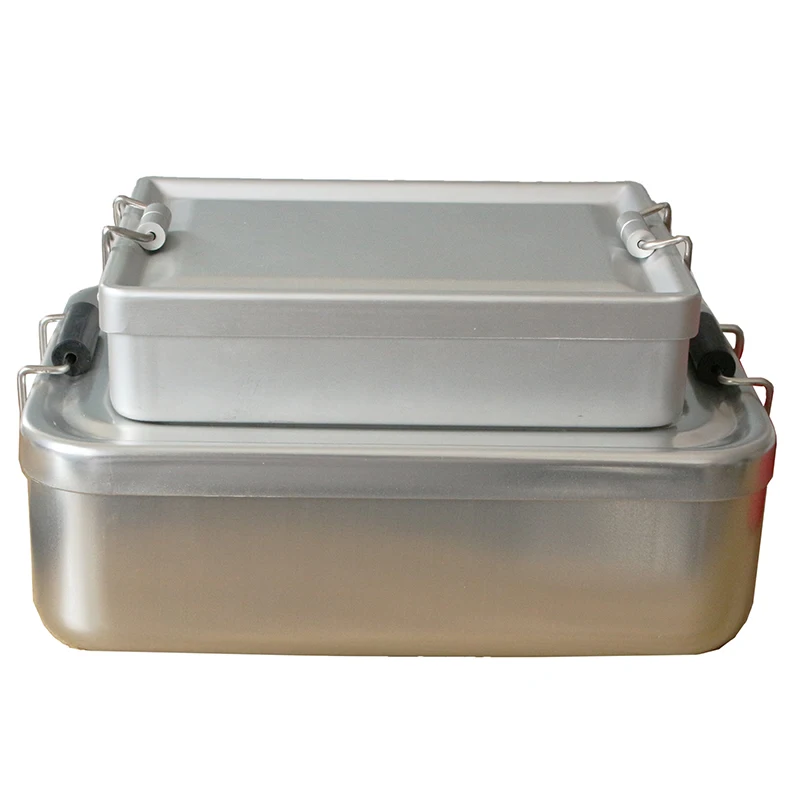 PSKOOK aluminio aleación Camping lonchera resistente al agua exterior contenedor de comida con hebillas de doble oreja vajilla