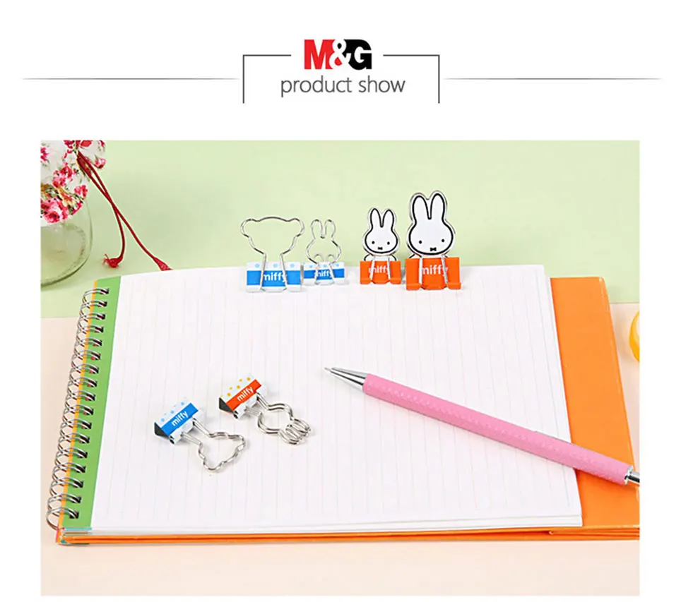 M& G миффи 19/25 мм Металлические зажимы творческий мультфильм скрепки поставить офисные канцелярские фиксаторы Канцелярия pinzas