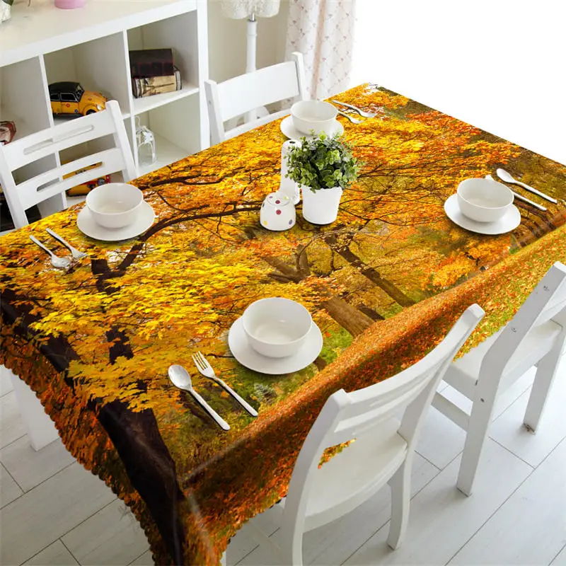 Yellow jungle tablecloth Polyester fiber rectangular Waterproof Coffee