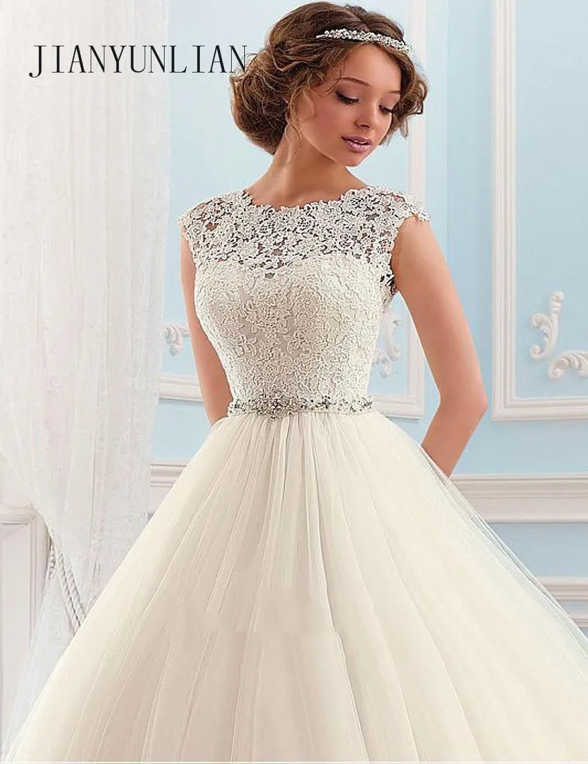Customized Vestido de noiva Lace And Tulle Bride Wedding Dress Princess Tube Top Beading Wedding Gown 3