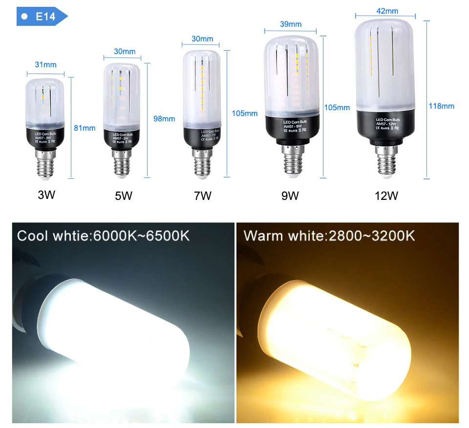 EeeToo светодиодный Светодиодная лампа-кукуруза E27 E14 AC110V 220V лампада светодиодные лампочки трубки SMD5730 люстра-прожектор, 5 Вт, 7 Вт, 9 Вт, 12 Вт, светодиодные лампы для дома