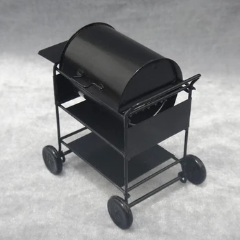 

Wholesale 3pcs/lot 1:12 Dollhouse miniature Metal Black Square Outdoor Ovens Dolls Accessories BBQ Grill Cart Classic toys