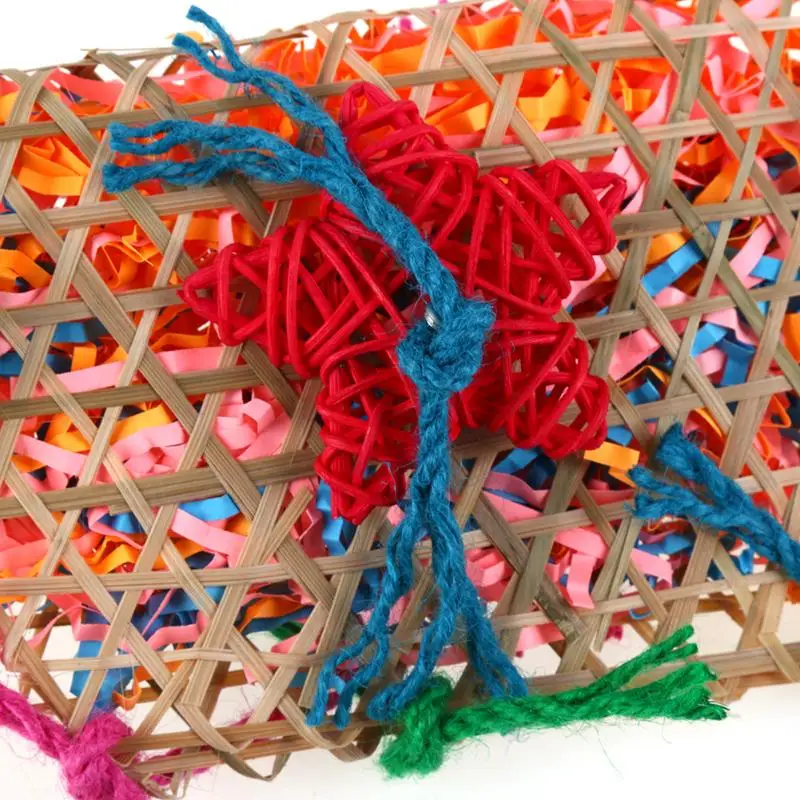 Красочные бамбуковый плетеный хлопок качающаяся корзинка попугай птица игрушки для попугая жевательные игрушки птица клетка аксессуары