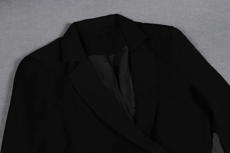 Beateen Women's Black Deep V Gold Buttons Blazer Jacket Pantsuits Long Sleeve Formal For Special Occasion Pant Suits Sets Women